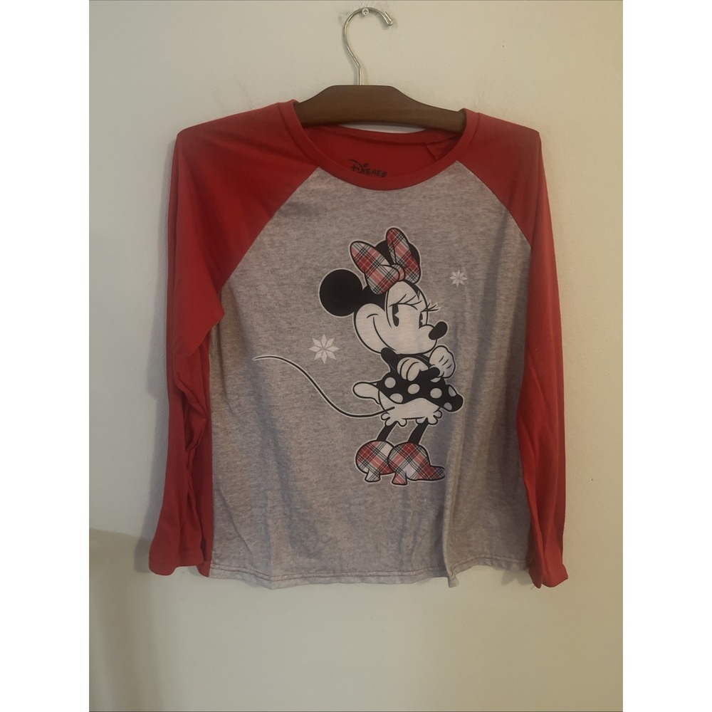 Disney Minnie Mouse- Long Sleeve Christmas Pajama Top Shirt‎ Size Large Women